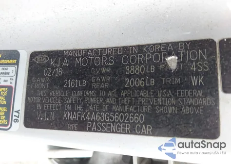 2016 Kia Forte Lx из США, поврежденный, VIN KNAFK4A63G5602660